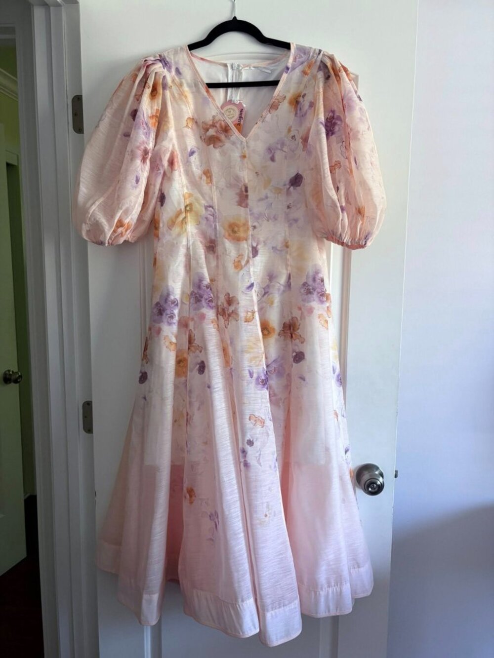 Summer Invite Apricot Floral Print Puff Sleeve Maxi Dress - Picture 1 of 8
